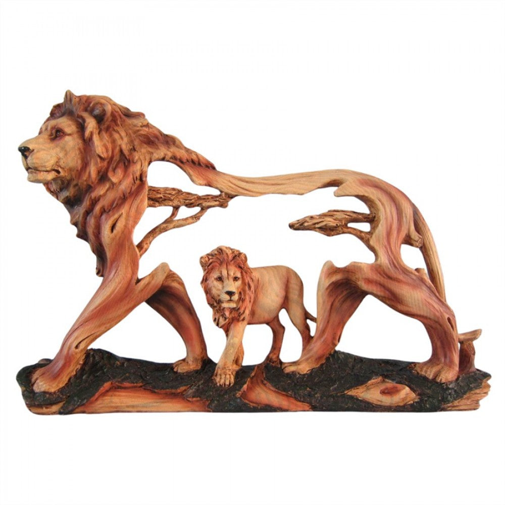 Resin Wood Grain Hollow Lion Ornament PR089B