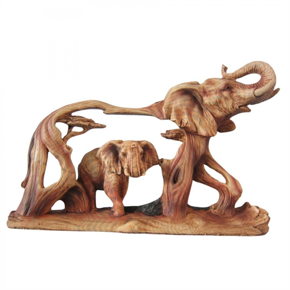 Resin Wood Grain Hollow Elephant Ornament PR089C