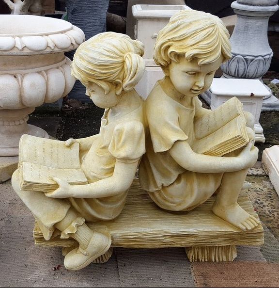 Reading Boy Girl On Seat Rotated