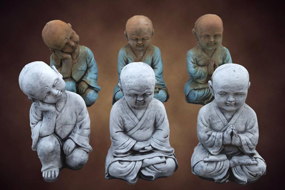 Set of Three Large Monks Concrete