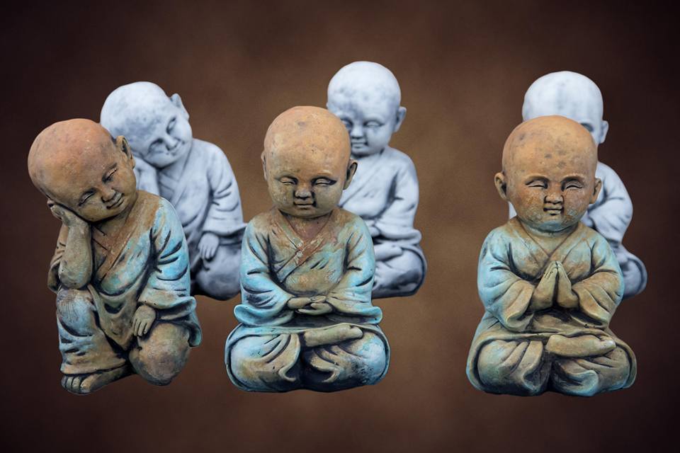 Set of Three Small Monks Concrete
