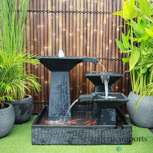 3 Tier Cascade Fountain - Medium Concrete GRC