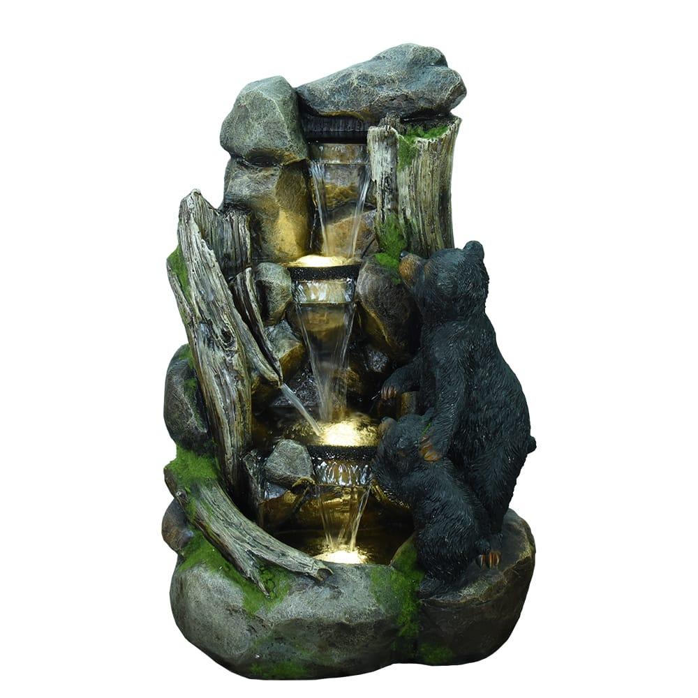 Rock Fountain with Bear Water Feature G533645B