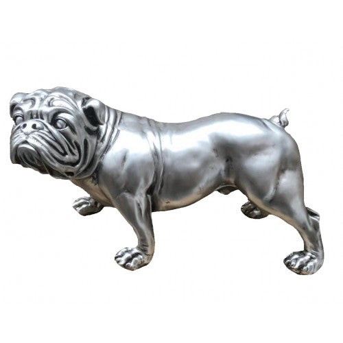 76cm Silver Bulldog Statue