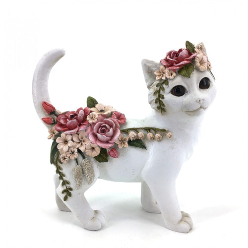 Resin Floral Cat Ornaments PR009N