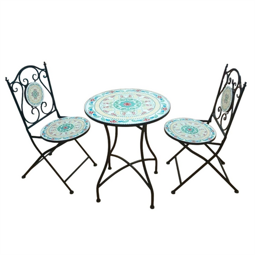 S/3 Mosaic Metal Outdoor Table with 2 Chairs MFN10