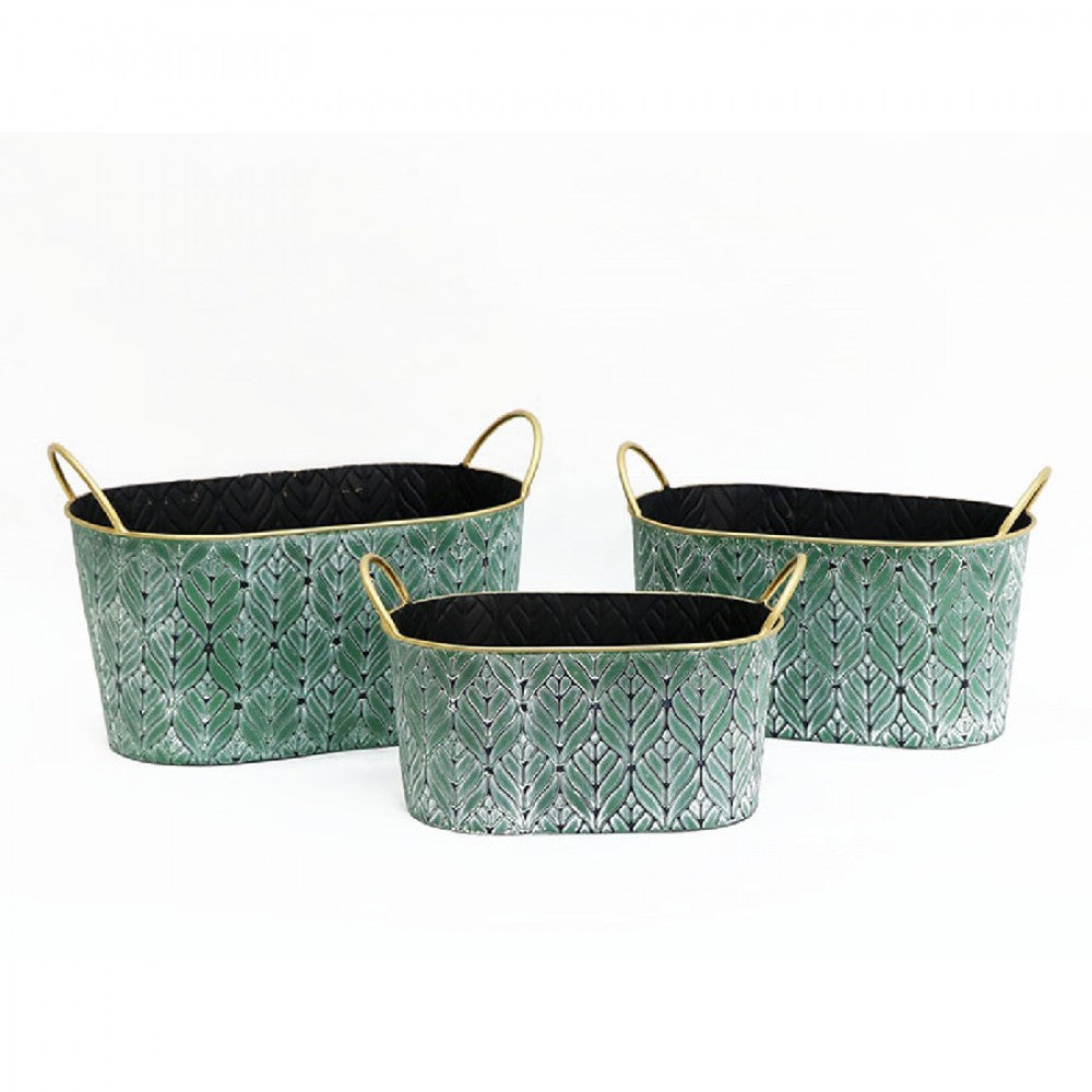 S/3 Vintage Metal Pots MD727C