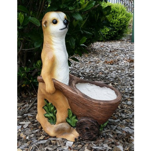 57cm Meerkat Wheelbarrow Planter Fiberglass