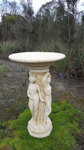 Tall 3 Lady Bird Bath Concrete