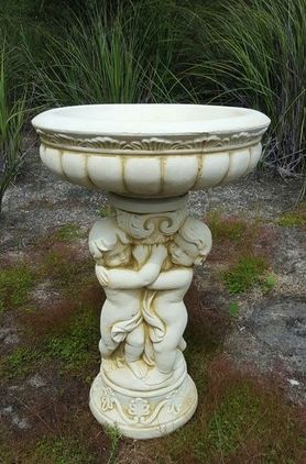 Medium 3 Cherub Bird Bath Concrete