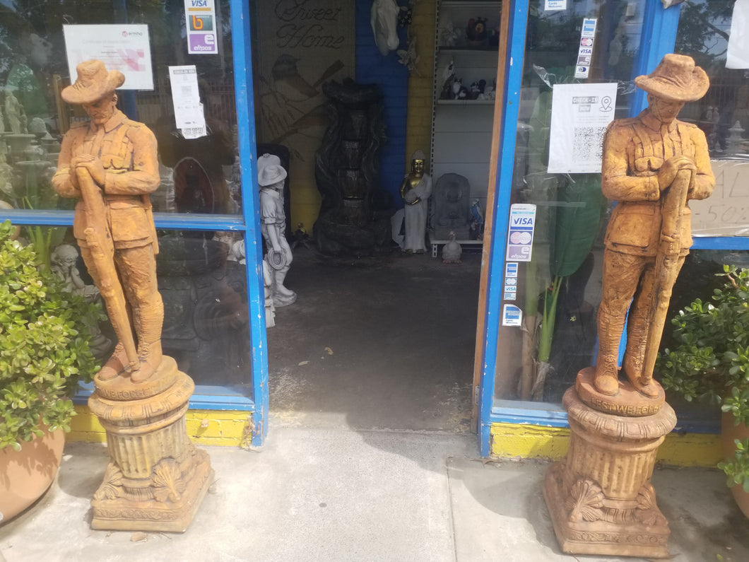 Anzac soldier Statue with stand pair