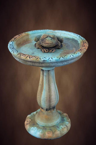 Antique Frog Bird Bath Concrete