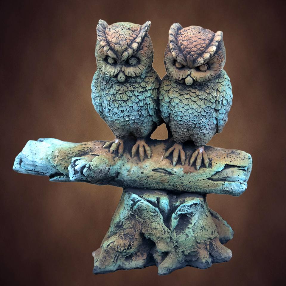 Owls On Log Concrete