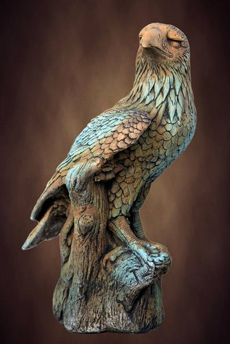 Large Eagle On Log Concrete