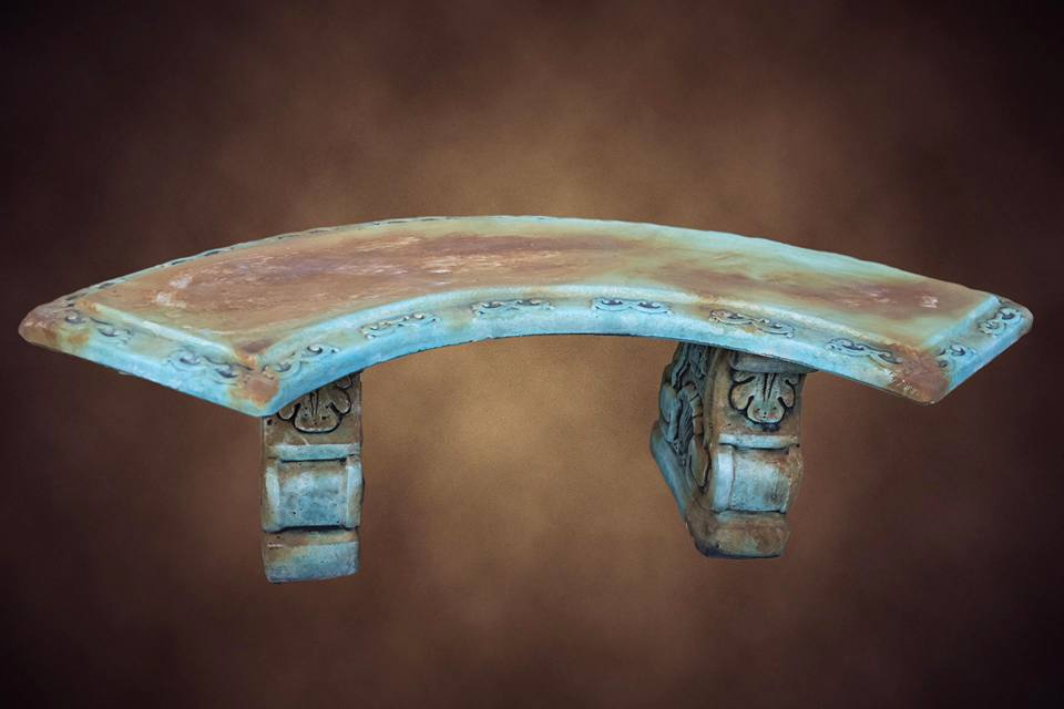 Large Curved Bench Rust/Green