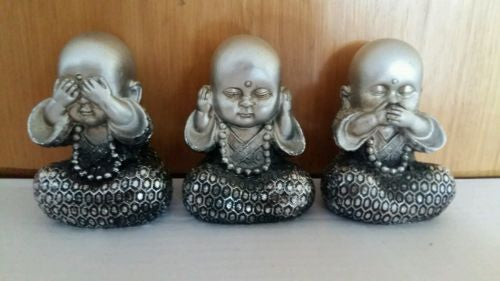 3 Monks Set Black/Silver Fiberglass