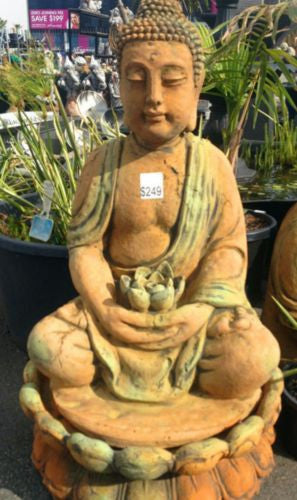 Large Lotus Buddha Rust Statue/Water Feature Concrete