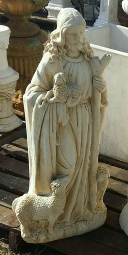 Jesus With Lambs Concrete