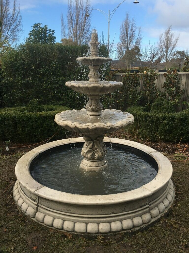 3 Tier Milano Fountain With Pond and Surrounds