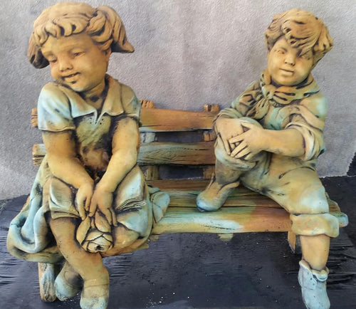 Large Boy Girl On Bench