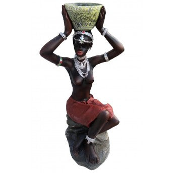 African Lady Holding Vase (64cm)