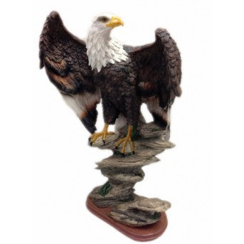 Eagle with Wings Up on Rock (48cm)