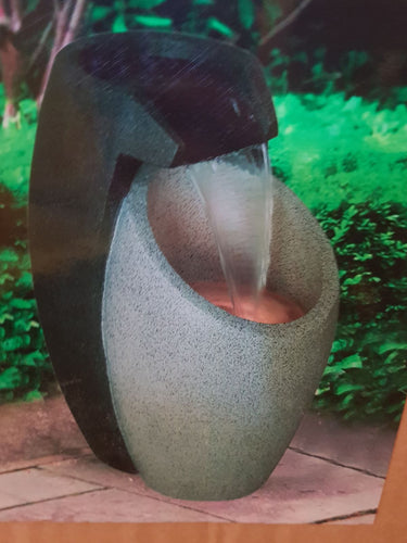 Grey Black Garden Fountain Fiberglass