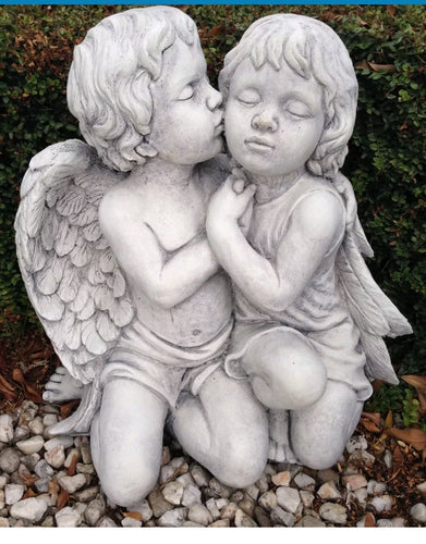 Boy Kissing Girl Angel Grey