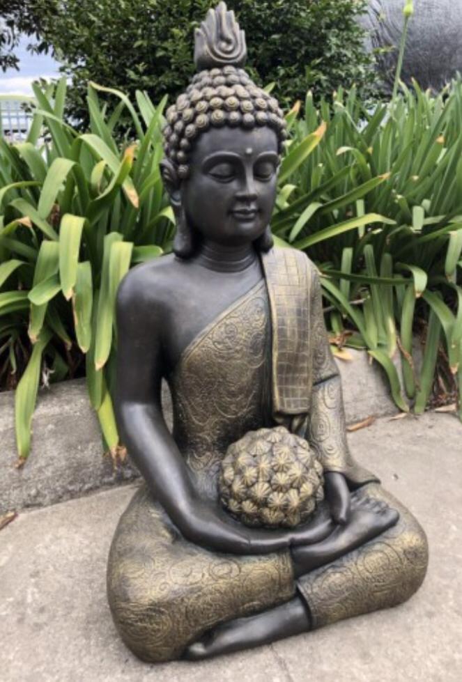 Thai Buddha With Flower Ball Fiberglass