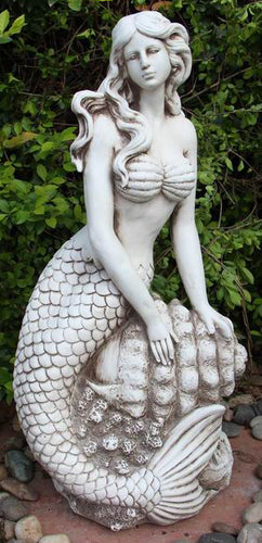Mermaid In Shell Statue Fiber Glass