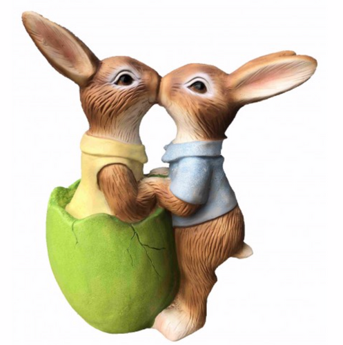 49cm Two Easter Rabbits Kissing Fiberglass