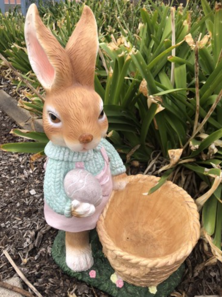59cm Rabbit with Planter Fiberglass