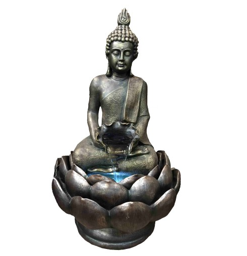 Buddha On Lotus Fountain Fiberglass