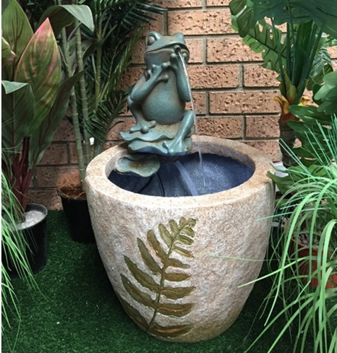 Frog Sitting On Pot Water Feature