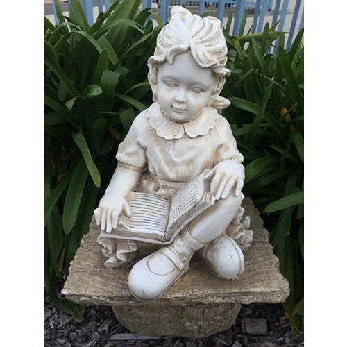 65cm Girl Reading Book on Bench