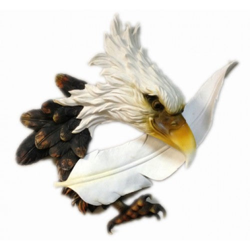 55cm Eagle Head with Feather Wall Hanging