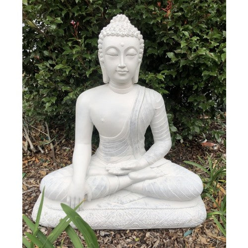 77cm Sitting Buddha White Fiberglass