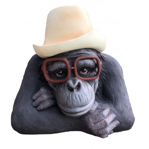 34cm Gorilla wearing Hat and Glass Fiberglass