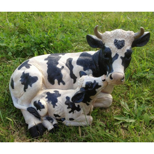 40cm Mum Child Cow Statue