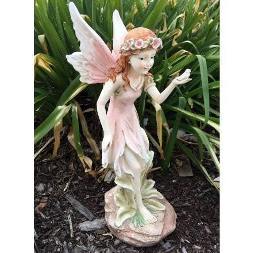 49cm Fairy Holding Bird