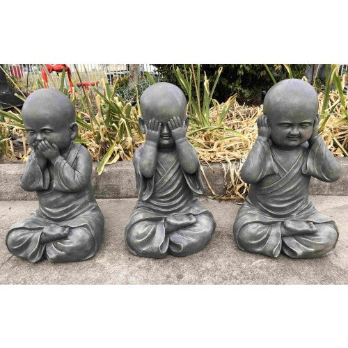 Set of Three 40cm Sitting Monks Fiberglass