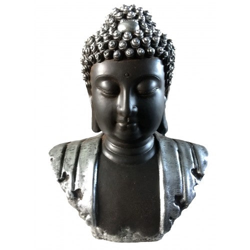 45cm Silver Buddha Head Fiberglass