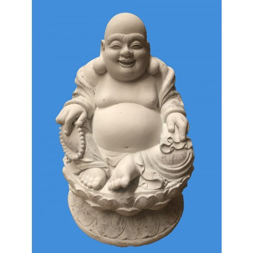 50cm Happy Buddha White Fiberglass