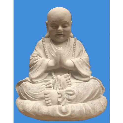 56cm Sitting Happy Buddha White Fiberglass