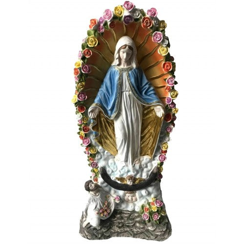 135cm Colored Mary with Flowers Fiberglass