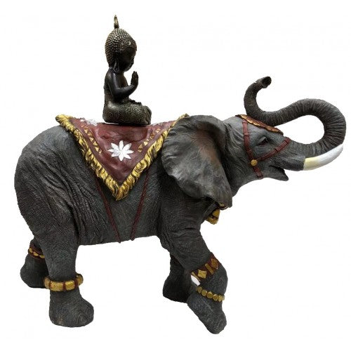 86cm Monk on Elephant Fiberglass Fiberglass