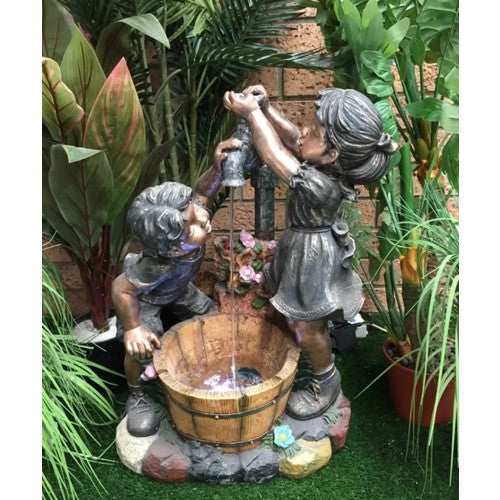 Boy Girl Tap Water Feature Fiberglass