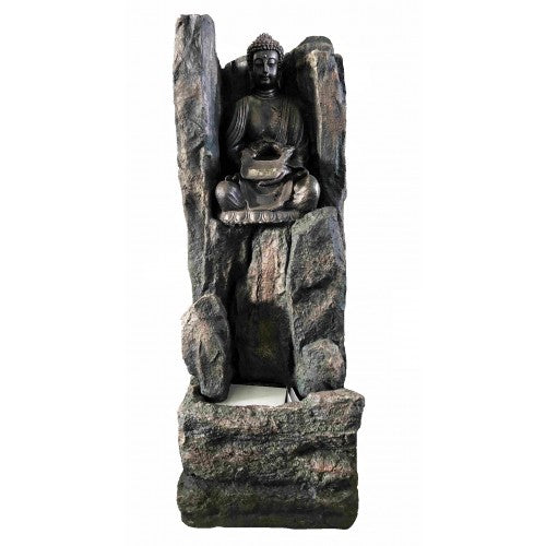 Buddha Sitting On Hill Waterfall Fiberglass