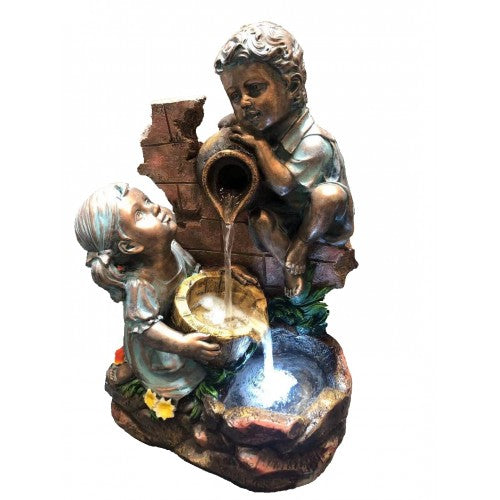 71cm Boy Girl Fountain Fiberglass