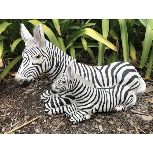 42cm Zebra Mum with Child Fiberglass